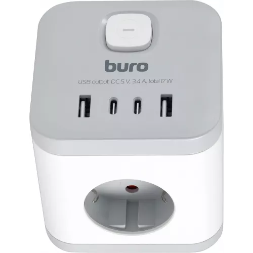 Сетевой разветвитель Buro BU-PW3UC-W (3 розетки) белый (коробка)