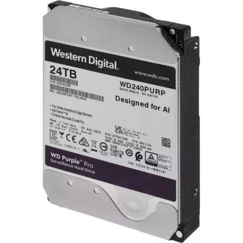 Жесткий диск WD SATA-III 24TB WD240PURP Surveillance Purple Pro (7200rpm) 512Mb 3.5"