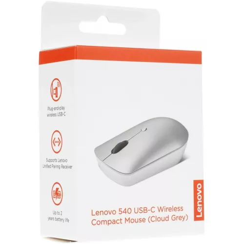 Мышь Lenovo 540 USB-C Wireless Compact светло-серый оптическая 2400dpi беспров. USB-C для ноутбука 3but (GY51D20869)
