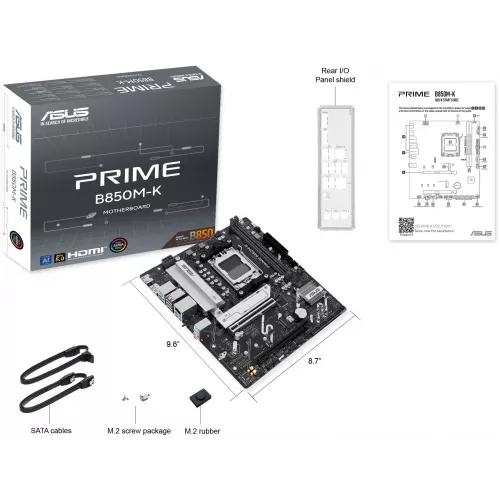Материнская плата Asus PRIME B850M-K Socket AM5 AMD B850 2xDDR5 mATX AC`97 8ch(7.1) 2.5Gg RAID+HDMI+DP