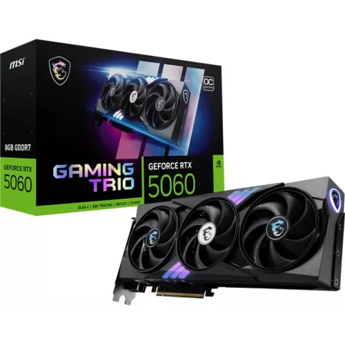 Видеокарта MSI PCI-E 5.0 RTX 5060 8G GAMING TRIO OC NVIDIA GeForce RTX 5060 8Gb 128bit GDDR7 2625/28000 HDMIx1 DPx3 HDCP Ret