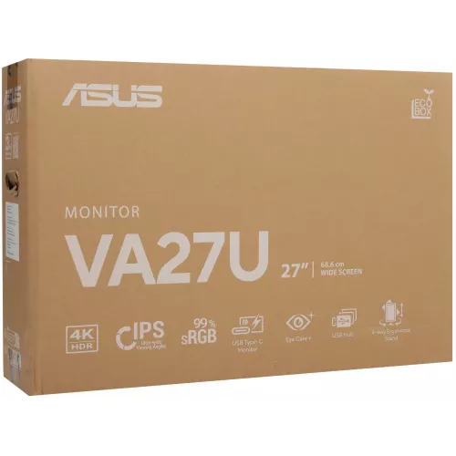 Монитор Asus 27" Business VA27UCPS черный IPS LED 16:9 HDMI M/M матовая HAS Piv 1000:1 350cd 178гр/178гр 3840x2160 60Hz DP 4K USB 6.9кг