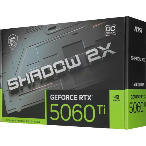 Видеокарта MSI PCI-E 5.0 RTX 5060 TI 16G SHADOW 2X OC PLUS NVIDIA GeForce RTX 5060TI 16Gb 128bit GDDR7 2602/28000 HDMIx1 DPx3 HDCP Ret