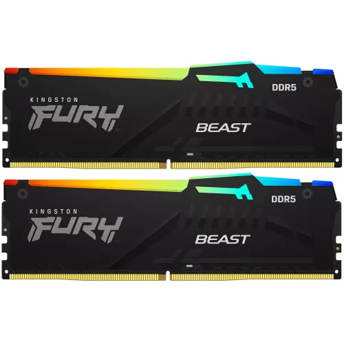 Память DDR5 2x32GB 5600MHz Kingston KF556C40BB2AK2-64 Fury Beast RGB RTL Gaming PC5-44800 CL40 DIMM 288-pin 1.25В dual rank с радиатором Ret