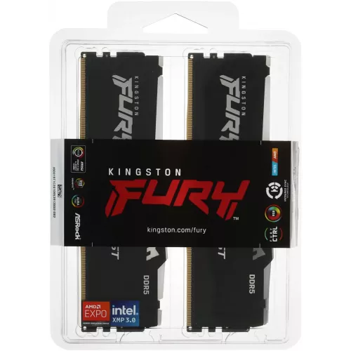 Память DDR5 2x32GB 5600MHz Kingston KF556C40BB2AK2-64 Fury Beast RGB RTL Gaming PC5-44800 CL40 DIMM 288-pin 1.25В dual rank с радиатором Ret
