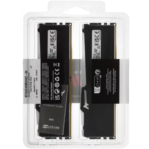 Память DDR5 2x32GB 5600MHz Kingston KF556C40BB2AK2-64 Fury Beast RGB RTL Gaming PC5-44800 CL40 DIMM 288-pin 1.25В dual rank с радиатором Ret