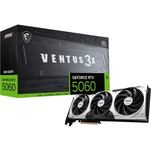 Видеокарта MSI PCI-E 5.0 RTX 5060 8G VENTUS 3X NVIDIA GeForce RTX 5060 8Gb 128bit GDDR7 2497/28000 HDMIx1 DPx3 HDCP Ret