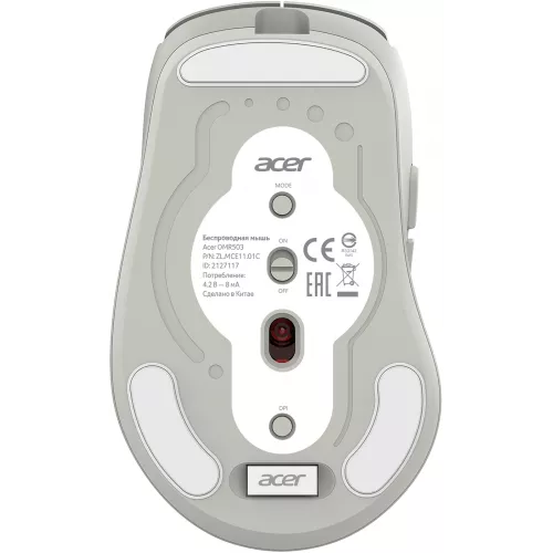 Мышь Acer OMR503 светло-серый оптическая 3200dpi silent беспров. BT/Radio USB 4but (ZL.MCE11.01C)