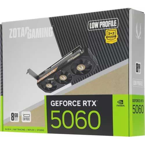 Видеокарта Zotac PCI-E 5.0 RTX 5060 LP 8GB NVIDIA GeForce RTX 5060 8Gb 128bit GDDR7 2497/28000 HDMIx1 DPx2 HDCP Ret low profile