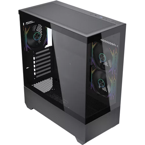 Корпус Accord ACC-EL1B TG черный без БП ATX 2xUSB2.0 1xUSB3.1 audio bott PSU