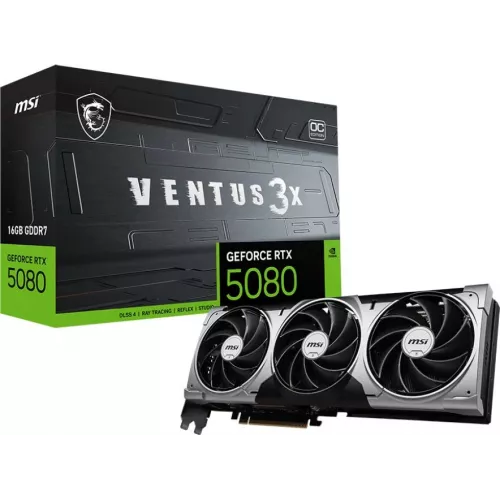 Видеокарта MSI PCI-E 5.0 RTX 5080 16G VENTUS 3X NVIDIA GeForce RTX 5080 16Gb 256bit GDDR7 2640/30000 HDMIx1 DPx3 HDCP Ret