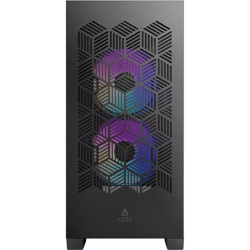 Корпус Azza AEROHEX-M черный без БП mATX 8x120mm 2x140mm 1xUSB2.0 2xUSB3.0 audio bott PSU