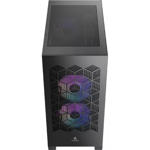 Корпус Azza AEROHEX-M черный без БП mATX 8x120mm 2x140mm 1xUSB2.0 2xUSB3.0 audio bott PSU