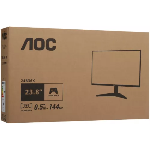 Монитор AOC 23.8" 24B36X черный IPS LED 16:9 HDMI матовая 300cd 178гр/178гр 1920x1080 144Hz DP FHD 2.52кг