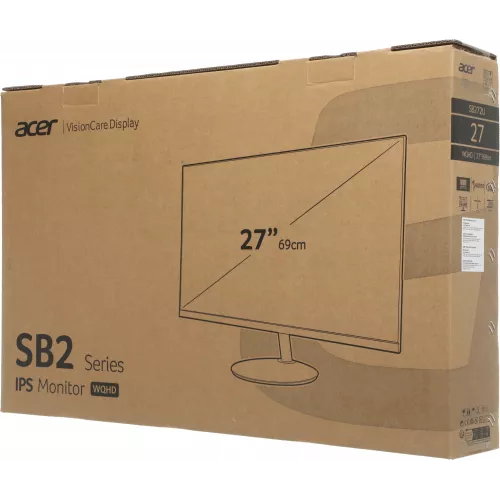Монитор Acer 27" SB272UP1bmipx черный IPS LED 1ms 16:9 HDMI M/M матовая 250cd 178гр/178гр 2560x1440 144Hz FreeSync DP Quad 2K (1440p) 3.92кг