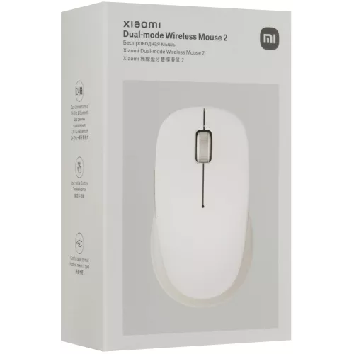 Мышь Xiaomi Dual-mode Wireless Mouse 2 белый оптическая 1200dpi silent беспров. BT/Radio USB для ноутбука 4but (BHR8849GL)