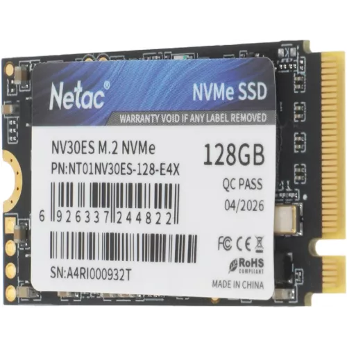 Накопитель SSD Netac PCIe 3.0 x4 128GB NT01NV30ES-128-E4X NV30ES M.2 2242