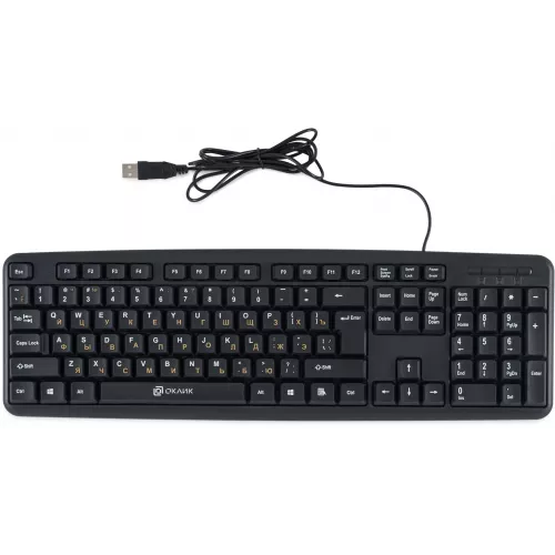 Клавиатура Оклик 130M черный USB (337077) кабель 1.6м