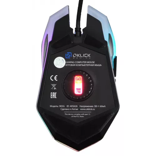 Мышь Оклик 905G INVASION черный оптическая 3600dpi USB для ноутбука 6but (405626)