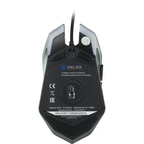 Мышь Оклик 905G INVASION черный оптическая 3600dpi USB для ноутбука 6but (405626)
