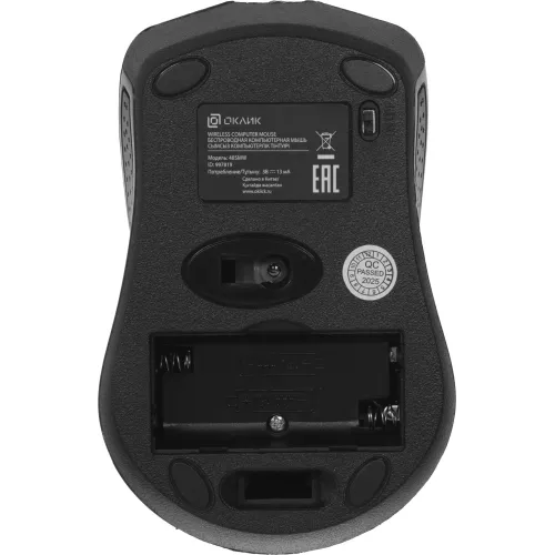 Мышь Оклик 485MW черный оптическая 1600dpi беспров. USB для ноутбука 3but (997819)
