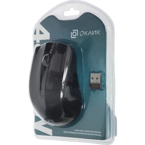 Мышь Оклик 485MW черный оптическая 1600dpi беспров. USB для ноутбука 3but (997819)