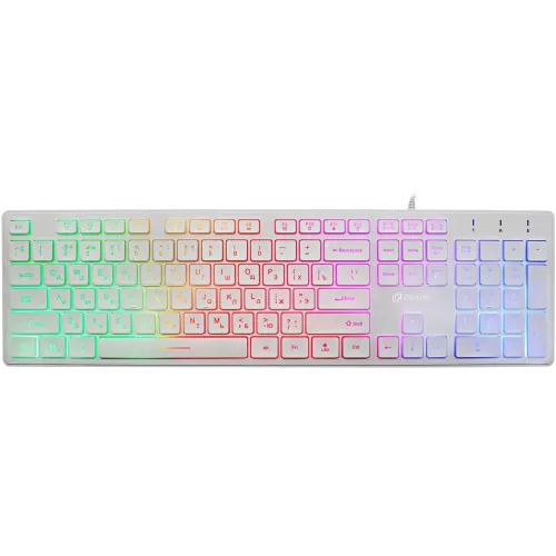 Клавиатура Оклик 550ML белый USB slim Multimedia LED (1061618) кабель 1.5м
