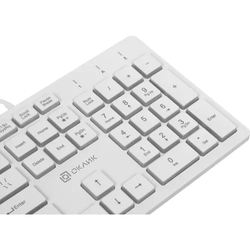 Клавиатура Оклик 550ML белый USB slim Multimedia LED (1061618) кабель 1.5м