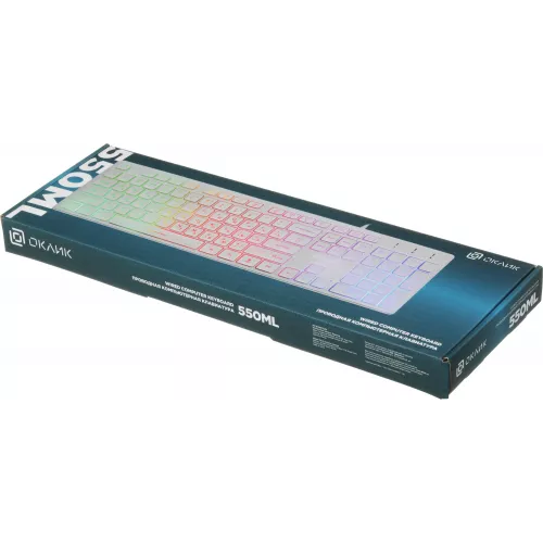 Клавиатура Оклик 550ML белый USB slim Multimedia LED (1061618) кабель 1.5м