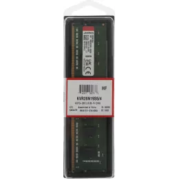 Память DDR4 4Gb 2666MHz Kingston KVR26N19S6/4 VALUERAM RTL PC4-21300 CL19 DIMM 288-pin 1.2В single rank Ret