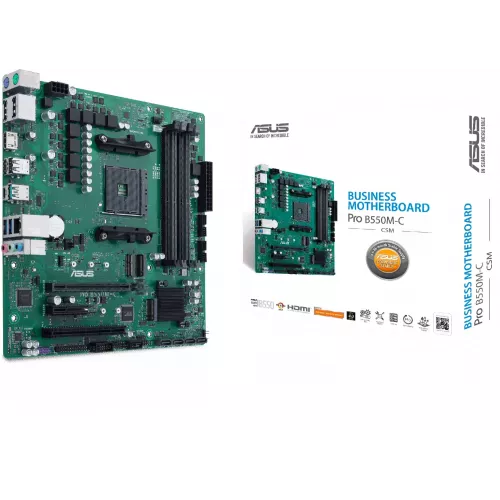 Материнская плата Asus PRO B550M-C/CSM Soc-AM4 AMD B550 4xDDR4 mATX AC`97 8ch(7.1) GbLAN RAID+HDMI+DP