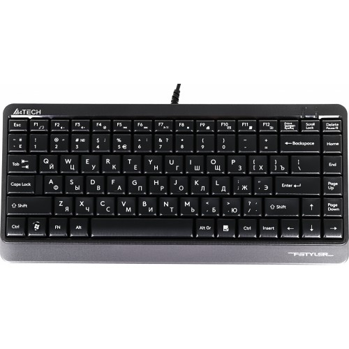 Клавиатура A4Tech FK11 черный USB slim (FK11 USB (GREY)) кабель 1.5м