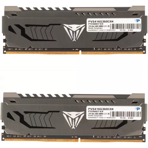 Память DDR4 2x8Gb 3600MHz Patriot PVS416G360C8K Viper Steel RTL Gaming PC4-28800 CL18 DIMM 288-pin 1.35В single rank с радиатором Ret