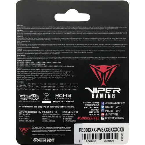 Память DDR4 32GB 2400MHz Patriot PVS432G240C5S Viper Steel RTL PC4-19200 CL15 SO-DIMM 260-pin 1.2В Ret