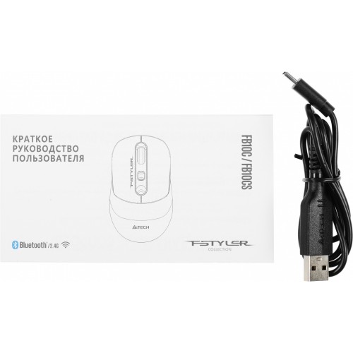 Мышь A4Tech Fstyler FB10C черный оптическая 2000dpi беспров. BT/Radio USB 4but (FB10C STONE BLACK)