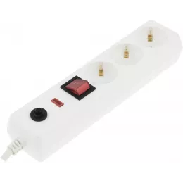 Сетевой фильтр IEK СФ-03К 1.5м (3 розетки) белый (коробка)