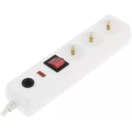 Сетевой фильтр IEK СФ-03К 1.5м (3 розетки) белый (коробка)
