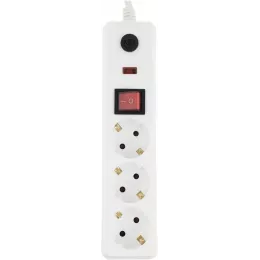 Сетевой фильтр IEK СФ-03К 1.5м (3 розетки) белый (коробка)