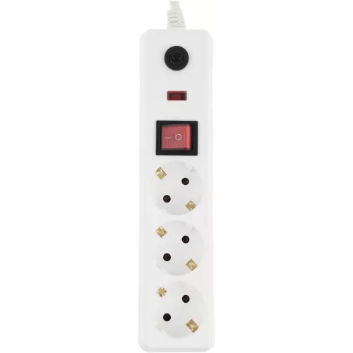 Сетевой фильтр IEK СФ-03К 1.5м (3 розетки) белый (коробка)