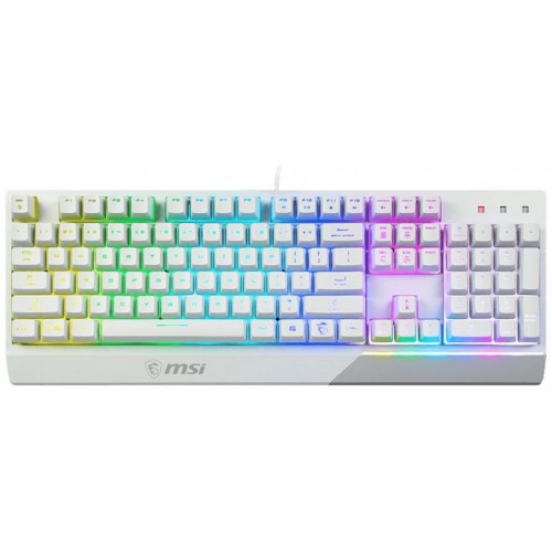 Клавиатура MSI GK30 белый USB Multimedia for gamer LED (подставка для запястий) (S11-04RU304-CLA) кабель 1.8м