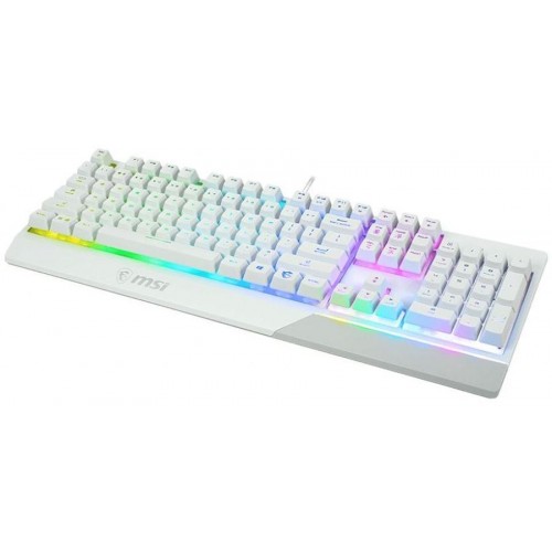 Клавиатура MSI GK30 белый USB Multimedia for gamer LED (подставка для запястий) (S11-04RU304-CLA) кабель 1.8м