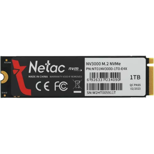 Накопитель SSD Netac PCIe 3.0 x4 1TB NT01NV3000-1T0-E4X NV3000 M.2 2280