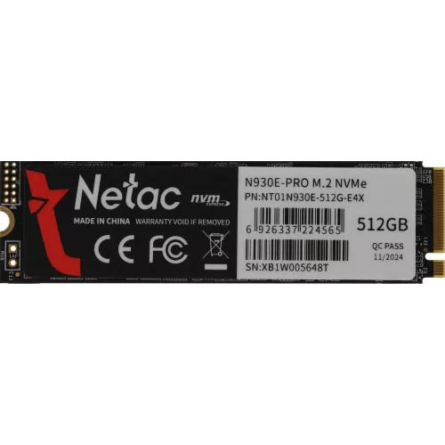 Накопитель SSD Netac PCIe 3.0 x4 512GB NT01N930E-512G-E4X N930E Pro M.2 2280