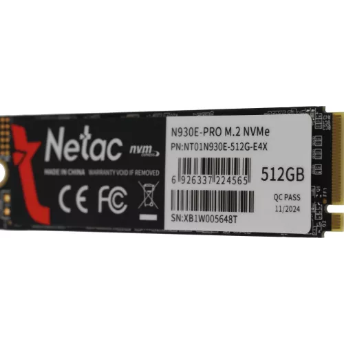 Накопитель SSD Netac PCIe 3.0 x4 512GB NT01N930E-512G-E4X N930E Pro M.2 2280