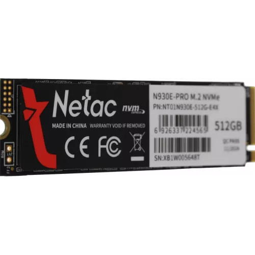 Накопитель SSD Netac PCIe 3.0 x4 512GB NT01N930E-512G-E4X N930E Pro M.2 2280
