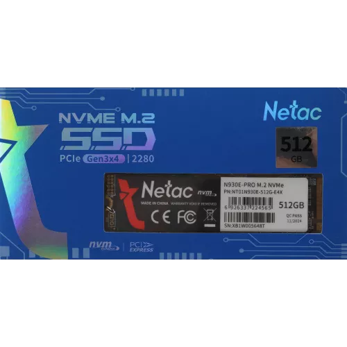 Накопитель SSD Netac PCIe 3.0 x4 512GB NT01N930E-512G-E4X N930E Pro M.2 2280