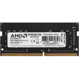 Память DDR4 4Gb 2666MHz AMD R744G2606S1S-U Radeon R7 Performance Series RTL PC4-21300 CL16 SO-DIMM 260-pin 1.2В Ret