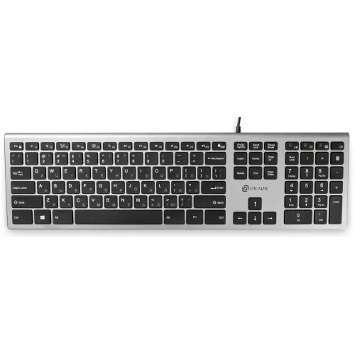 Клавиатура Оклик 890S серый/черный USB slim Multimedia (1784239) кабель 1.6м