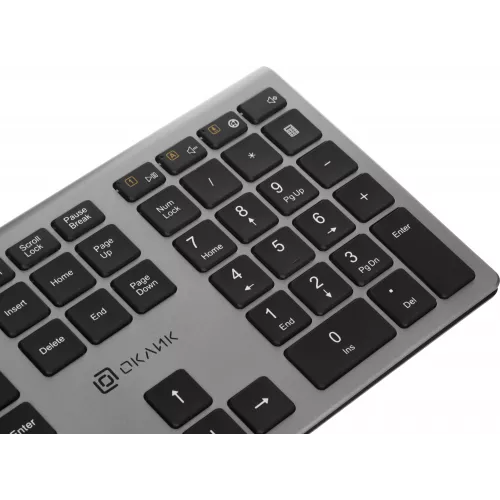 Клавиатура Оклик 890S серый/черный USB slim Multimedia (1784239) кабель 1.6м