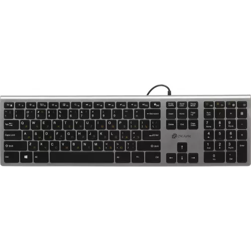 Клавиатура Оклик 890S серый/черный USB slim Multimedia (1784239) кабель 1.6м
